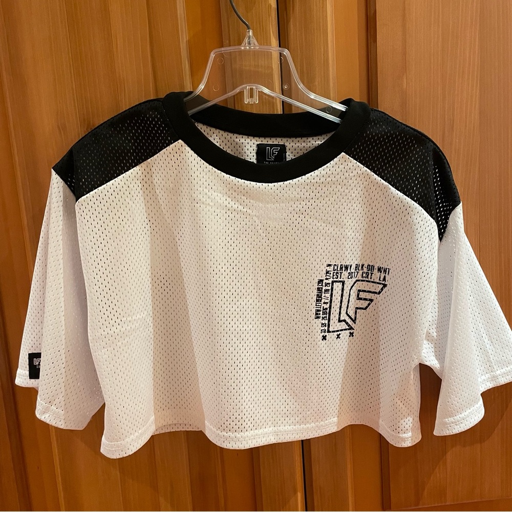 LF white mesh crop top